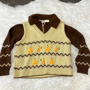 ♥️$5 FINAL PRICE Little Angels vintage baby toddler sweater brown tan acrylic